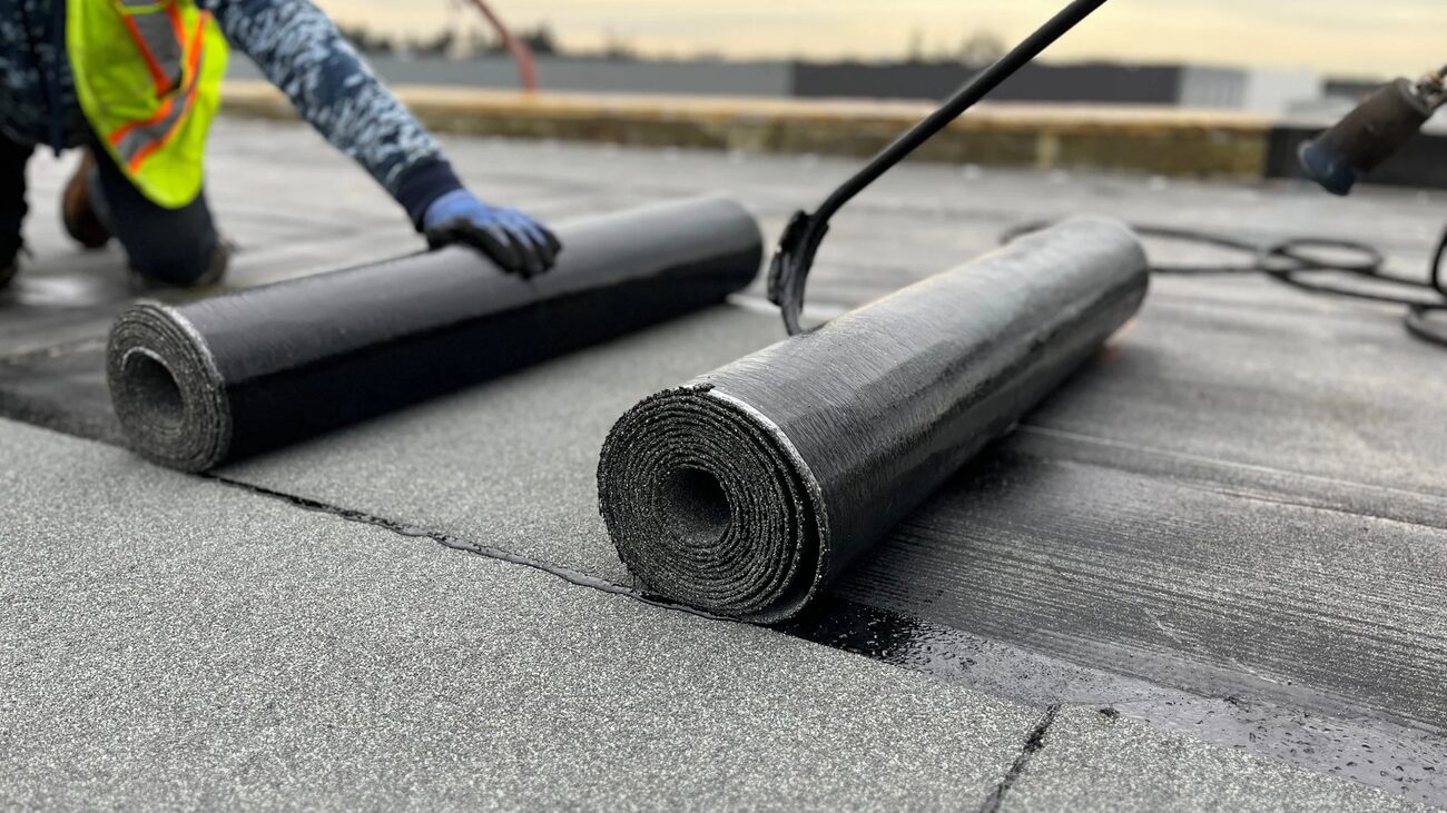 Modified bitumen roll roofing